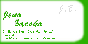 jeno bacsko business card